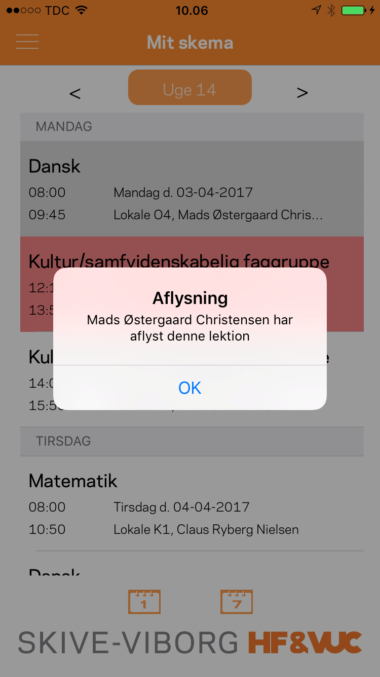 Rød farve ved aflysninger